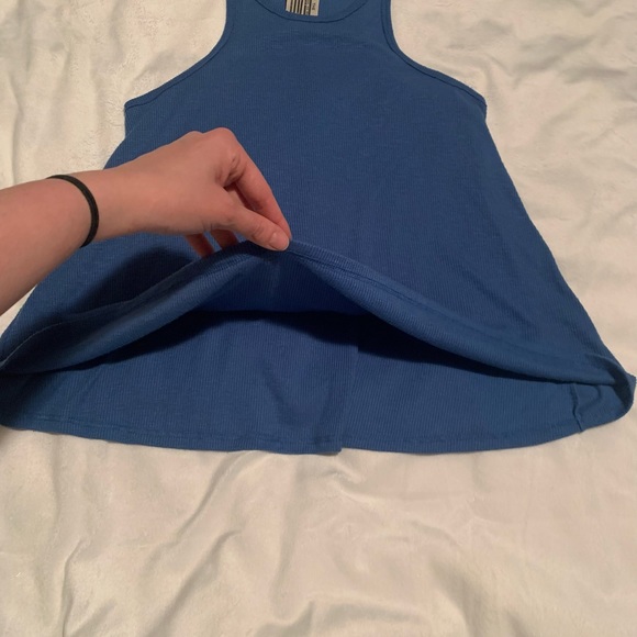 Free People Flowy Ribbed Blue Tank Top - Picture 4 of 5